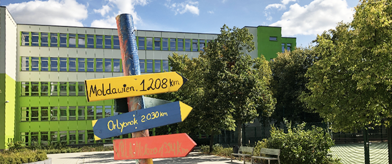 Schulsozialarbeit an der Gretel-Bergmann-Gemeinschaftsschule in Marzahn-Mitte, Schulgebäude Schulsozialarbeit an der Gretel-Bergmann-Gemeinschaftsschule in Marzahn-Mitte, Schulgebäude